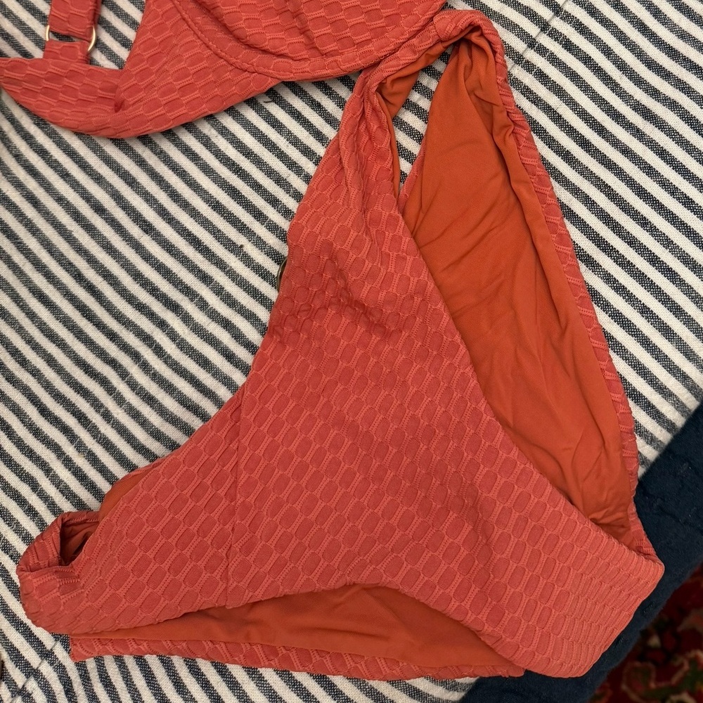 Textured Orange Bikini Bottom